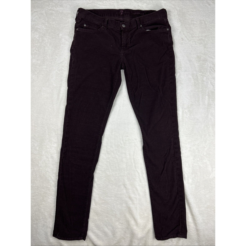 7 For All Mankind Corduroy Pants Women's 32 X 32  Eggplant Purple Skinny Roxanne